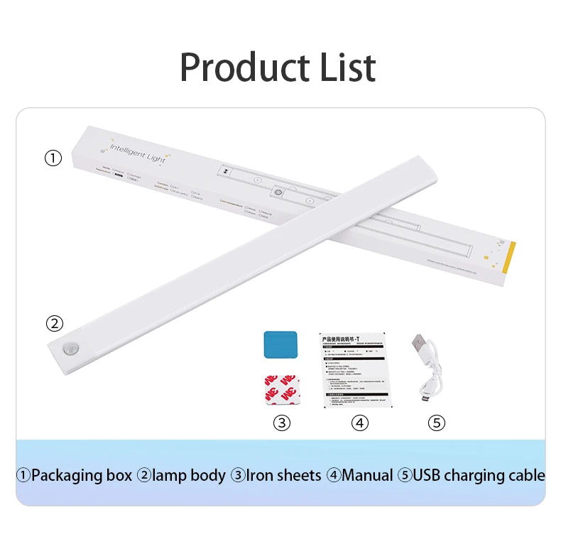 LED skåpbelysning – rörelsesensor nattlampa USB laddbar