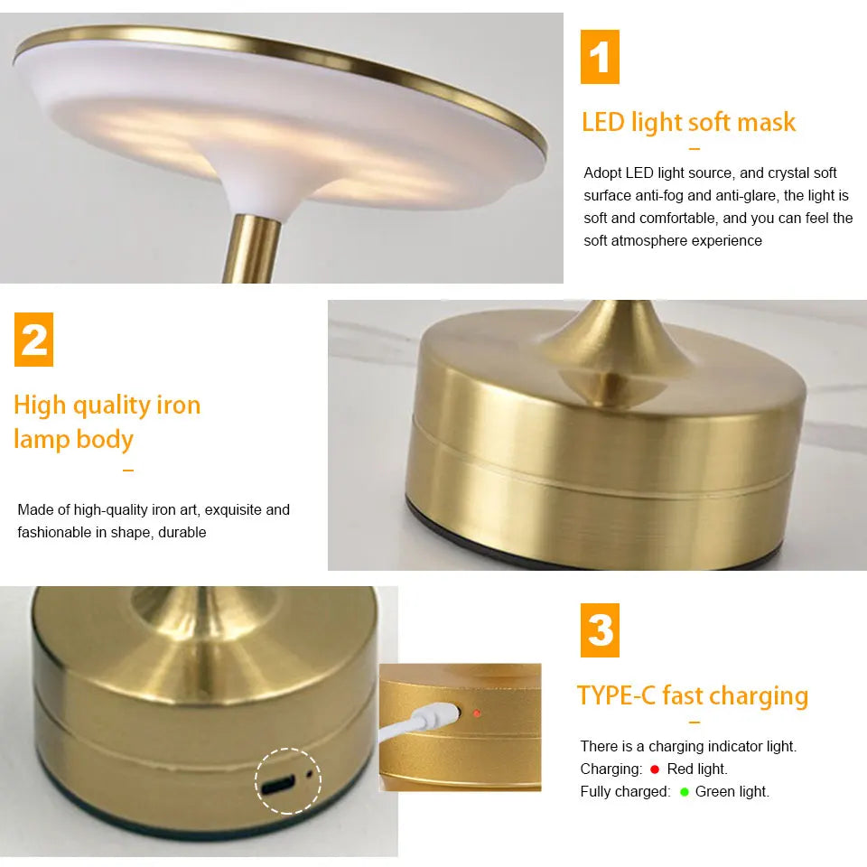 NattLjus™ – Bärbar LED Bordslampa med Touch & USB-Laddning