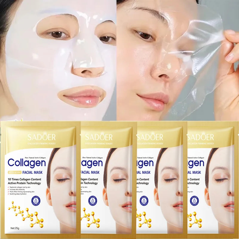 KollagenMask™ – 10-pack Anti-Åldrande Ansiktsmasker med Fukt & Lyster