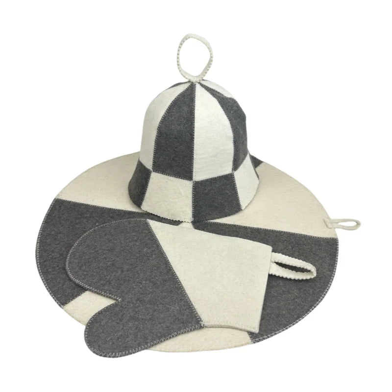 Bastu set 3-delar – hatt, sittdyna & handske