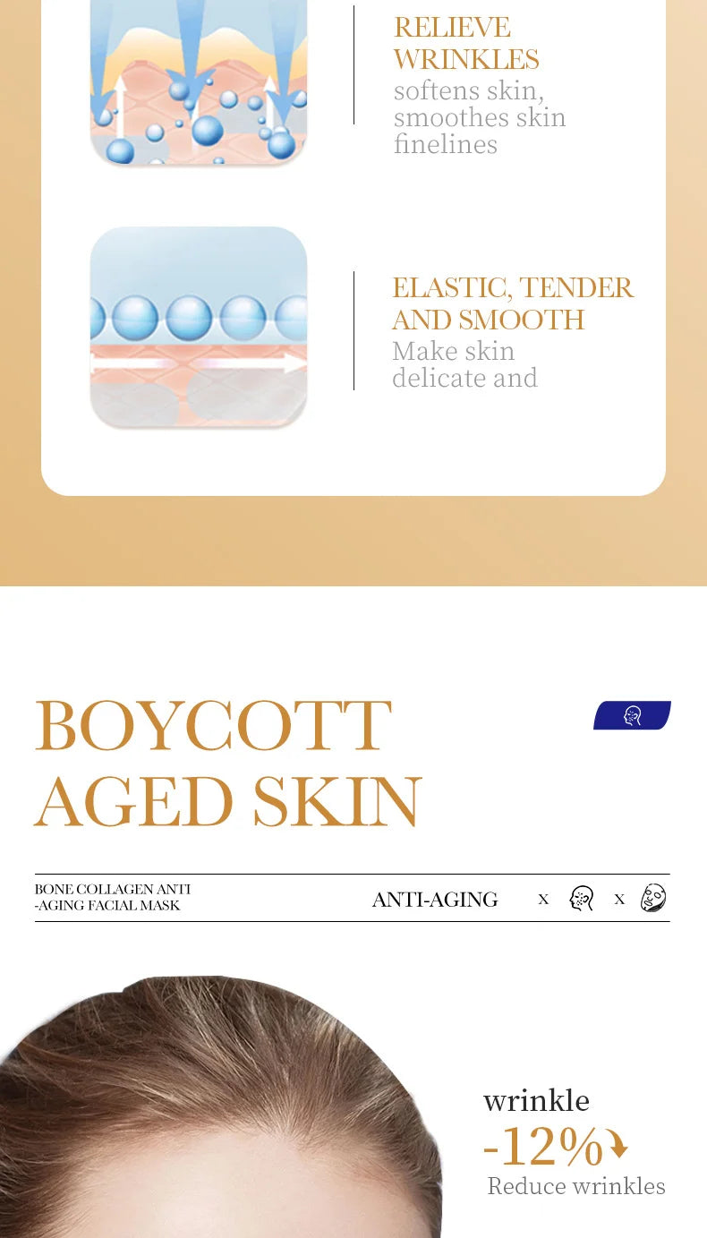 KollagenMask™ – 10-pack Anti-Åldrande Ansiktsmasker med Fukt & Lyster
