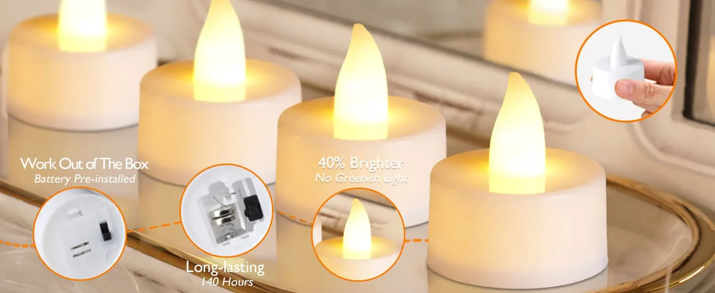 LED värmeljus – batteridrivna dekorationsljus (6–96 st)