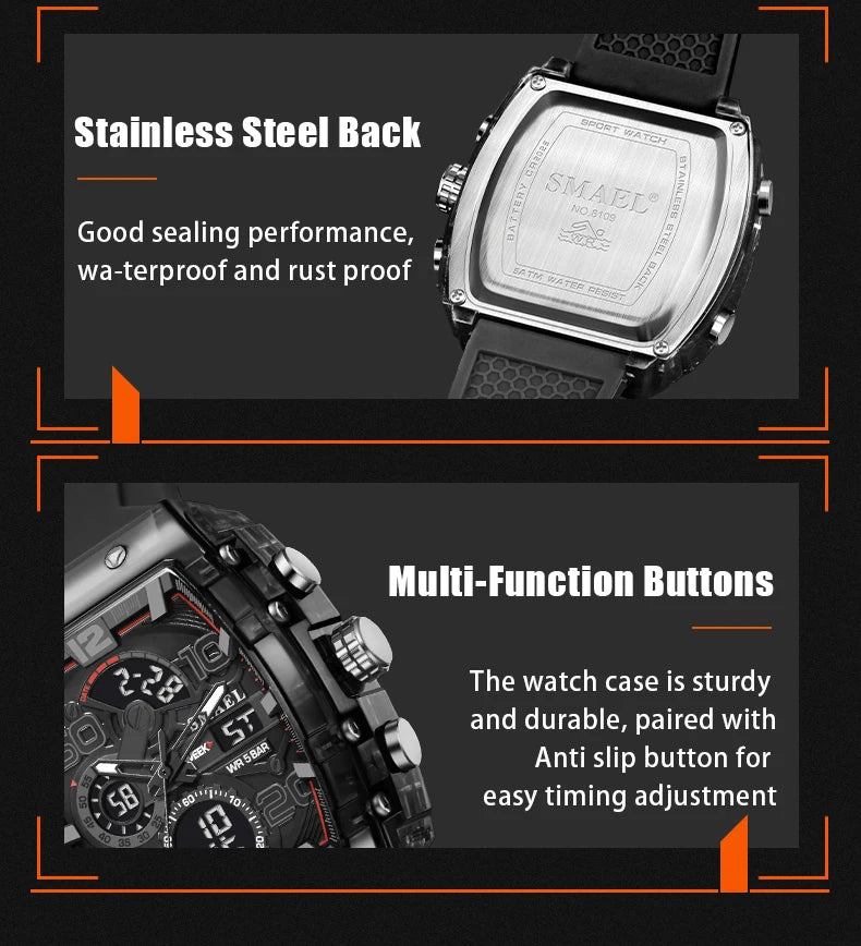 ChronoSquare – fyrkantig herrklocka med dual display