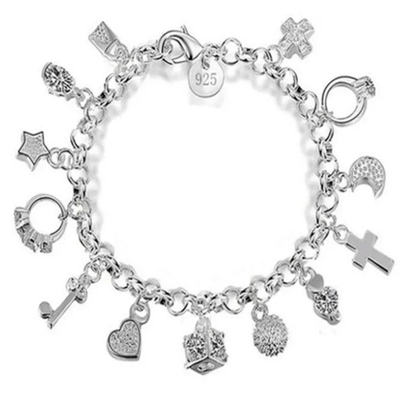 Armband Tilde (13 berlocker på kedja – charmarmband i silverfärg)