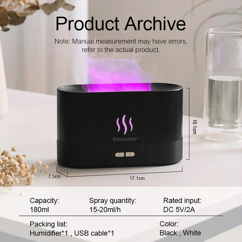 Ultrasonisk Aromadiffusor med LED-flamma