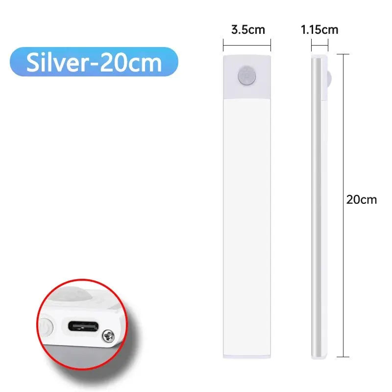LED skåpbelysning – rörelsesensor nattlampa USB laddbar