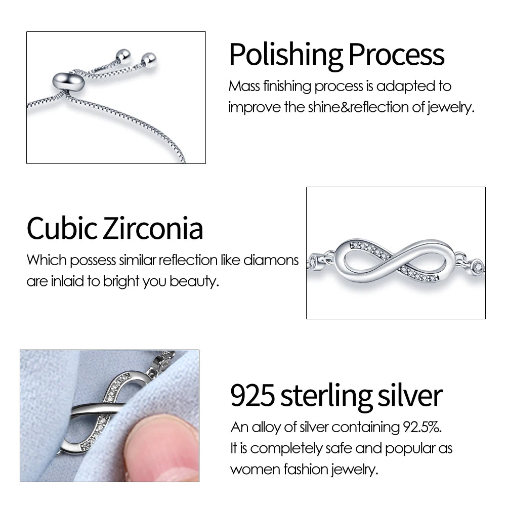 Armband Selina (lyckoarmband i silverfärg med zirkonsten)