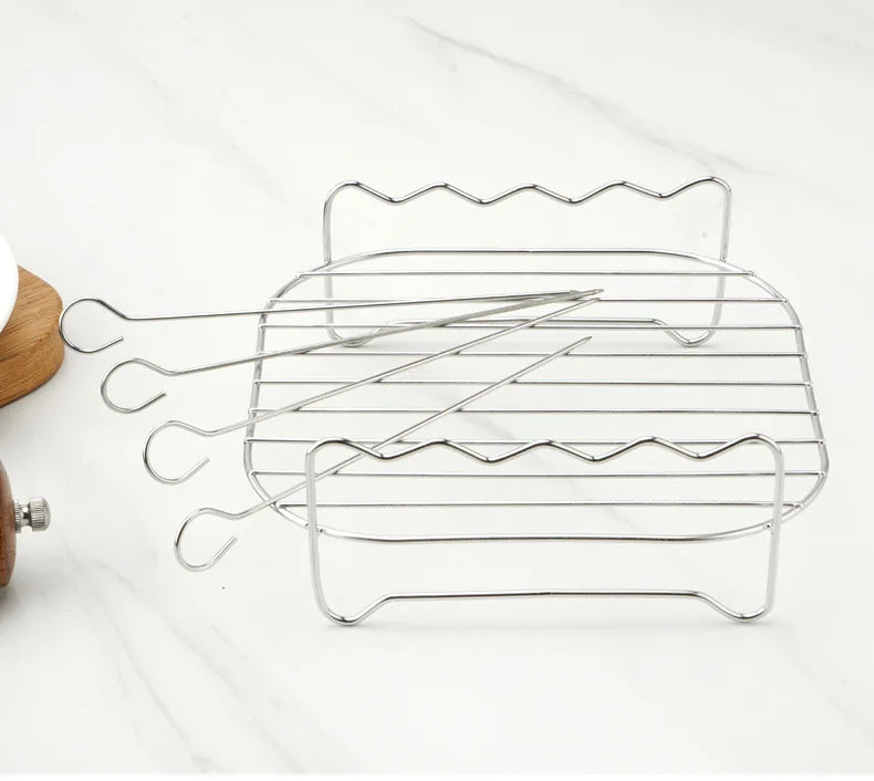 Grillset med spett – fyrkantigt grillställ för ugn & utomhusgrillning
