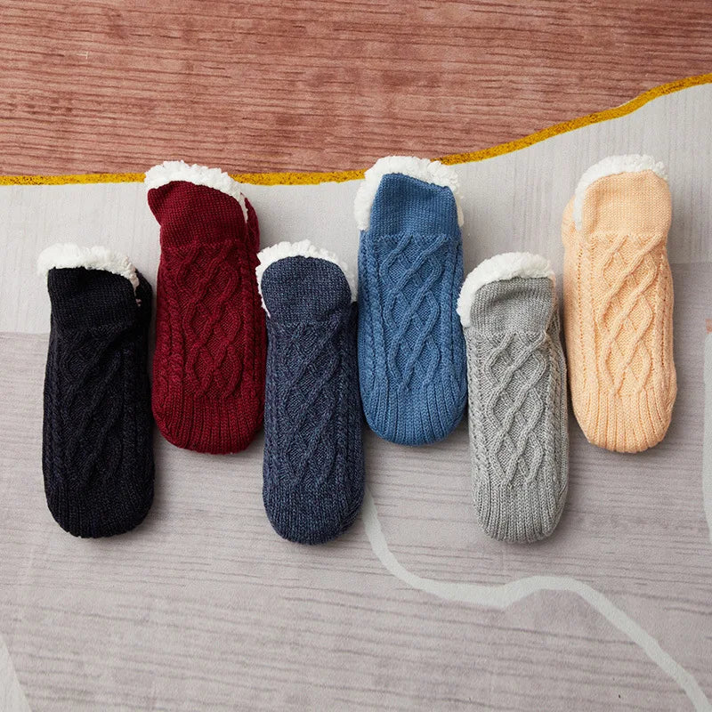 Vinterstrumpor i stickad fleece – halkfria dam-/herrsockor