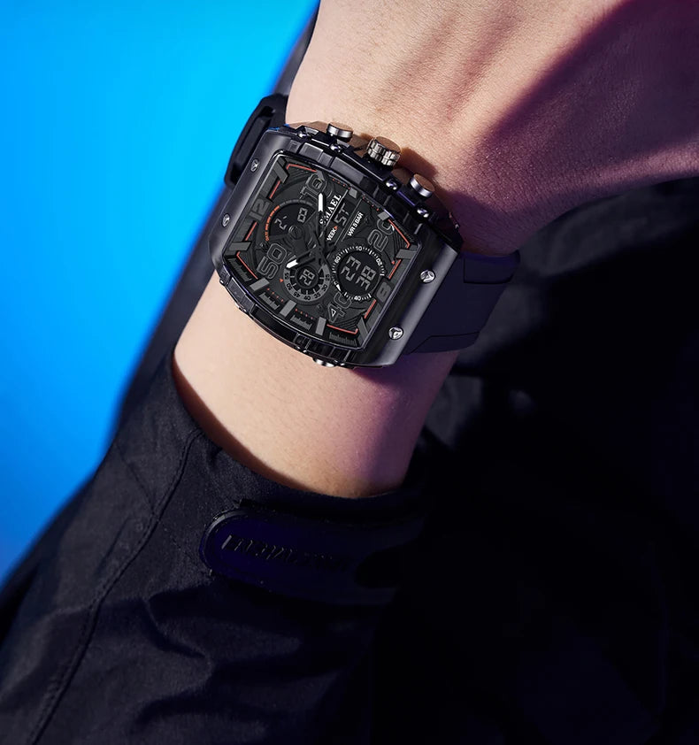ChronoSquare – fyrkantig herrklocka med dual display