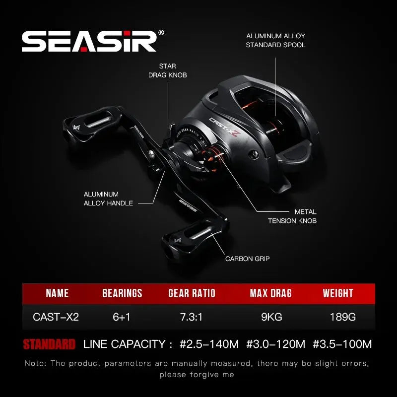 Baitcasting-rulle – SEASIR Cast X2 proffsmodell