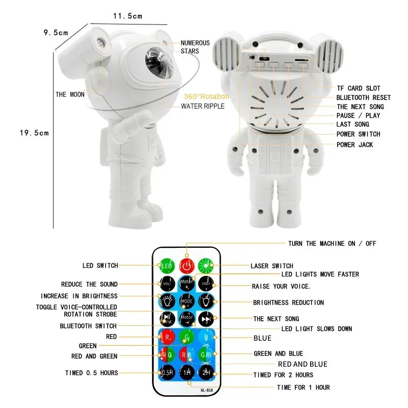 GalaxiLjus™ – Astronaut Projektorlampa med Timer