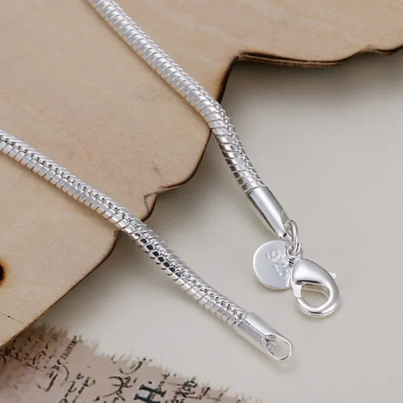 Armband Märta (3 mm ormkedja i silverfärg – klassisk modell)