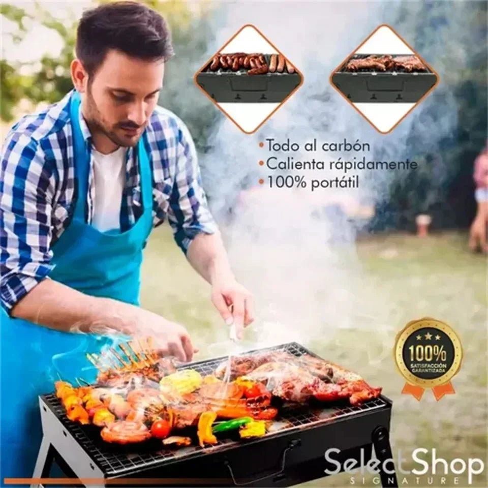Bärbar kolgrill i rostfritt stål – mini BBQ för camping & picknick