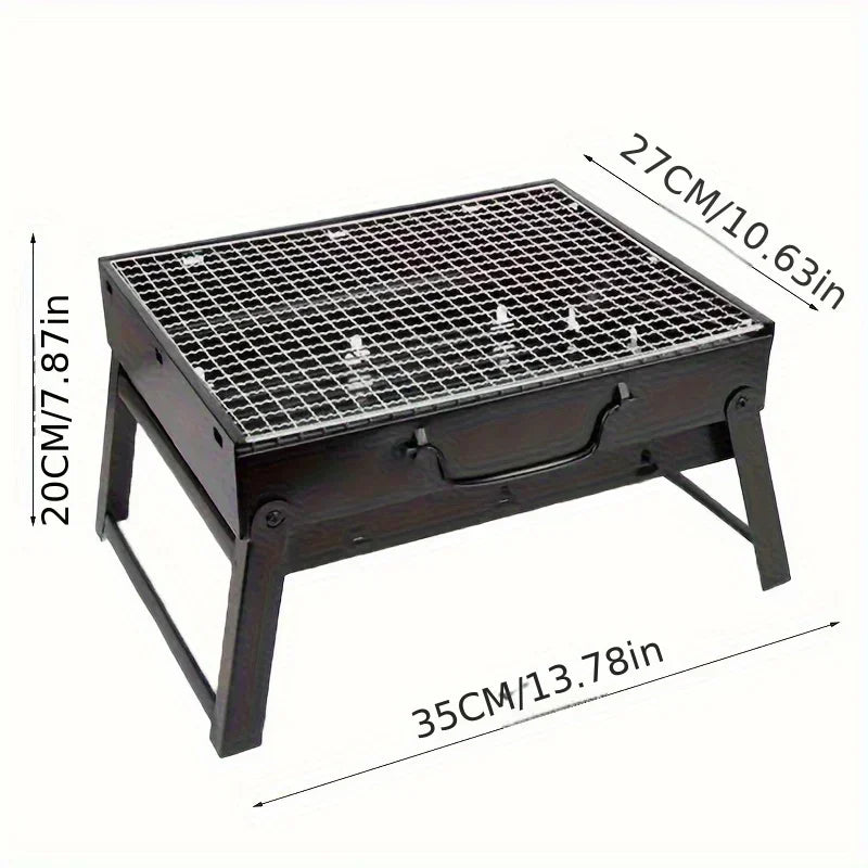 Bärbar kolgrill i rostfritt stål – mini BBQ för camping & picknick