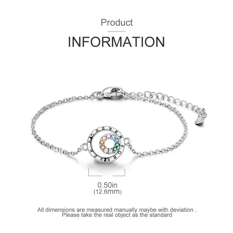 Armband Selina (lyckoarmband i silverfärg med zirkonsten)