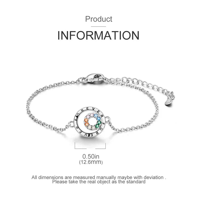 Armband Selina (lyckoarmband i silverfärg med zirkonsten)