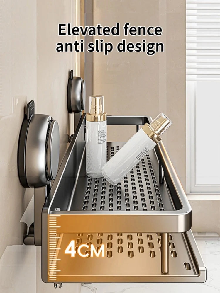 Badrumshylla med sugpropp – aluminium utan borrning