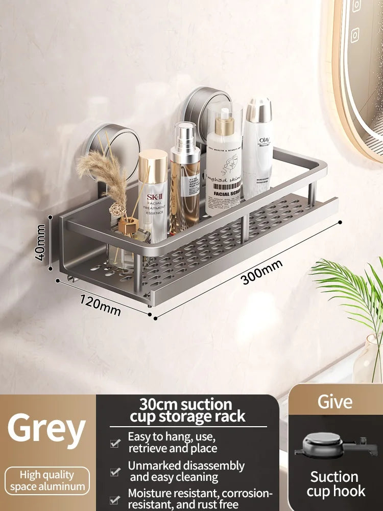 Badrumshylla med sugpropp – aluminium utan borrning