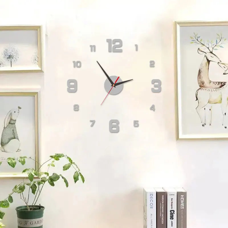 3D väggklocka DIY – självhäftande väggdekor & tyst kvartsur