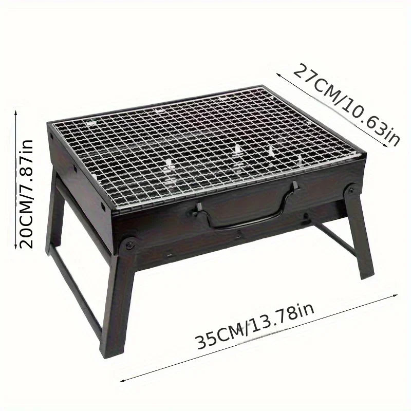 Bärbar kolgrill i rostfritt stål – mini BBQ för camping & picknick