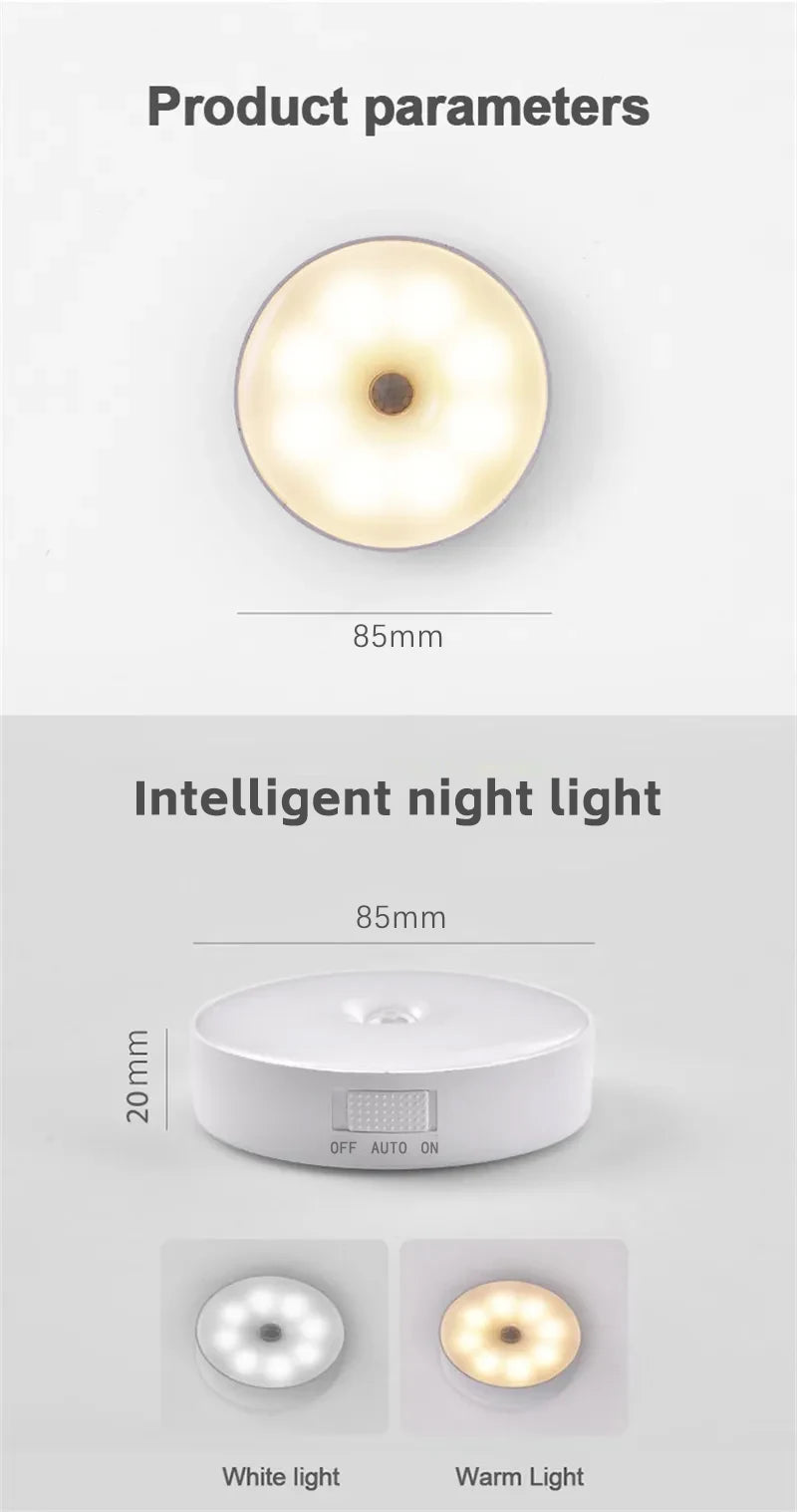 Smart LED Nattlampa med Rörelsesensor – Laddningsbar