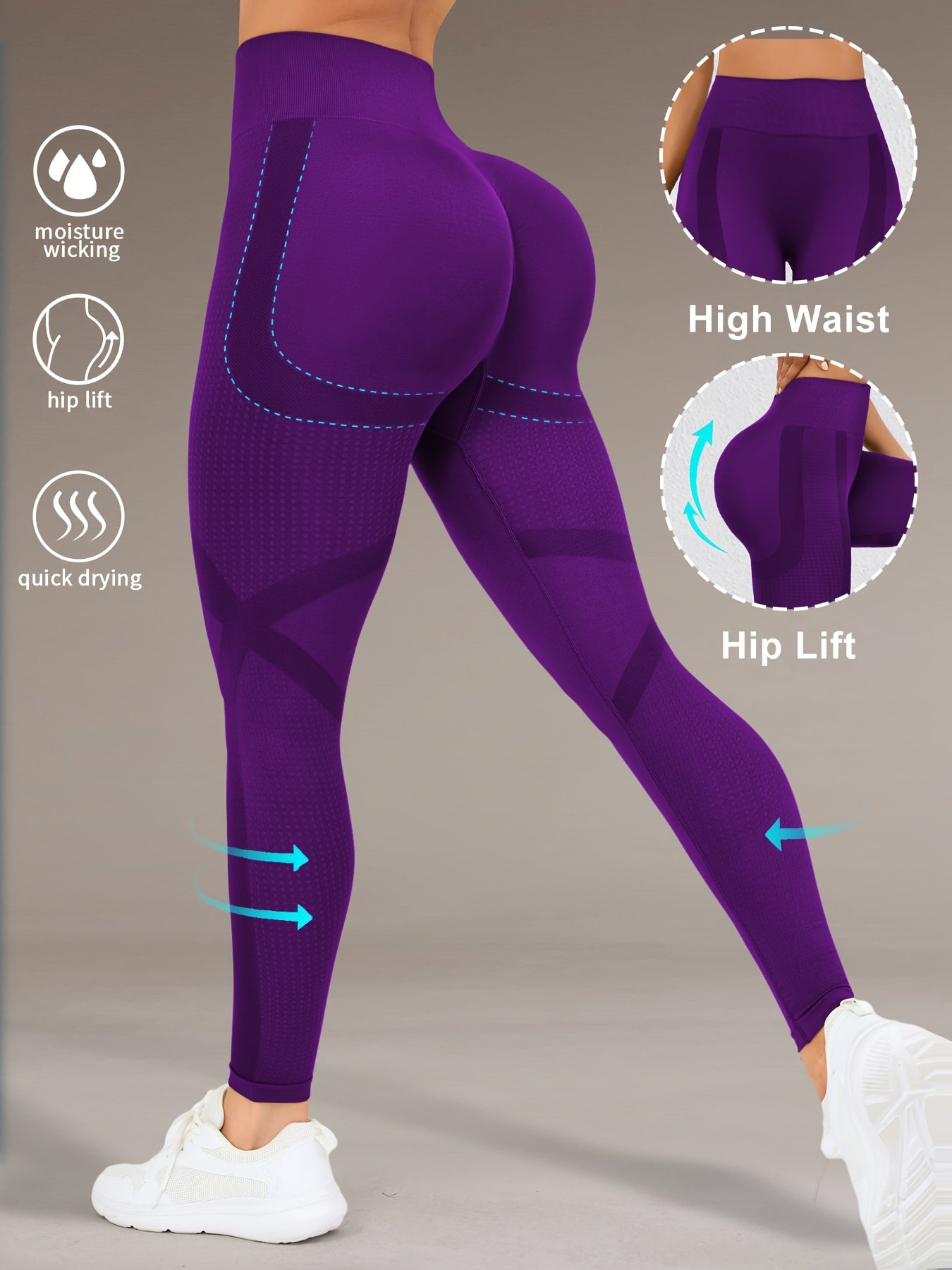 Höga Träningstights med Push-Up Effekt – Perfekta för Gym & Yoga