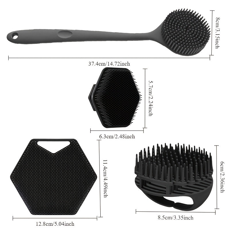 4-Pack Silikon Kroppsborstar, Handtag, Mjuk