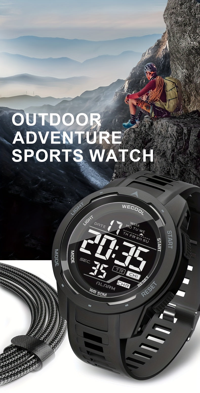Sportklocka herr – digital med kronograf & LED