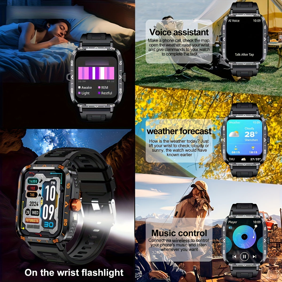 Smartklocka 1,95 tum – kompatibel med iPhone & Android