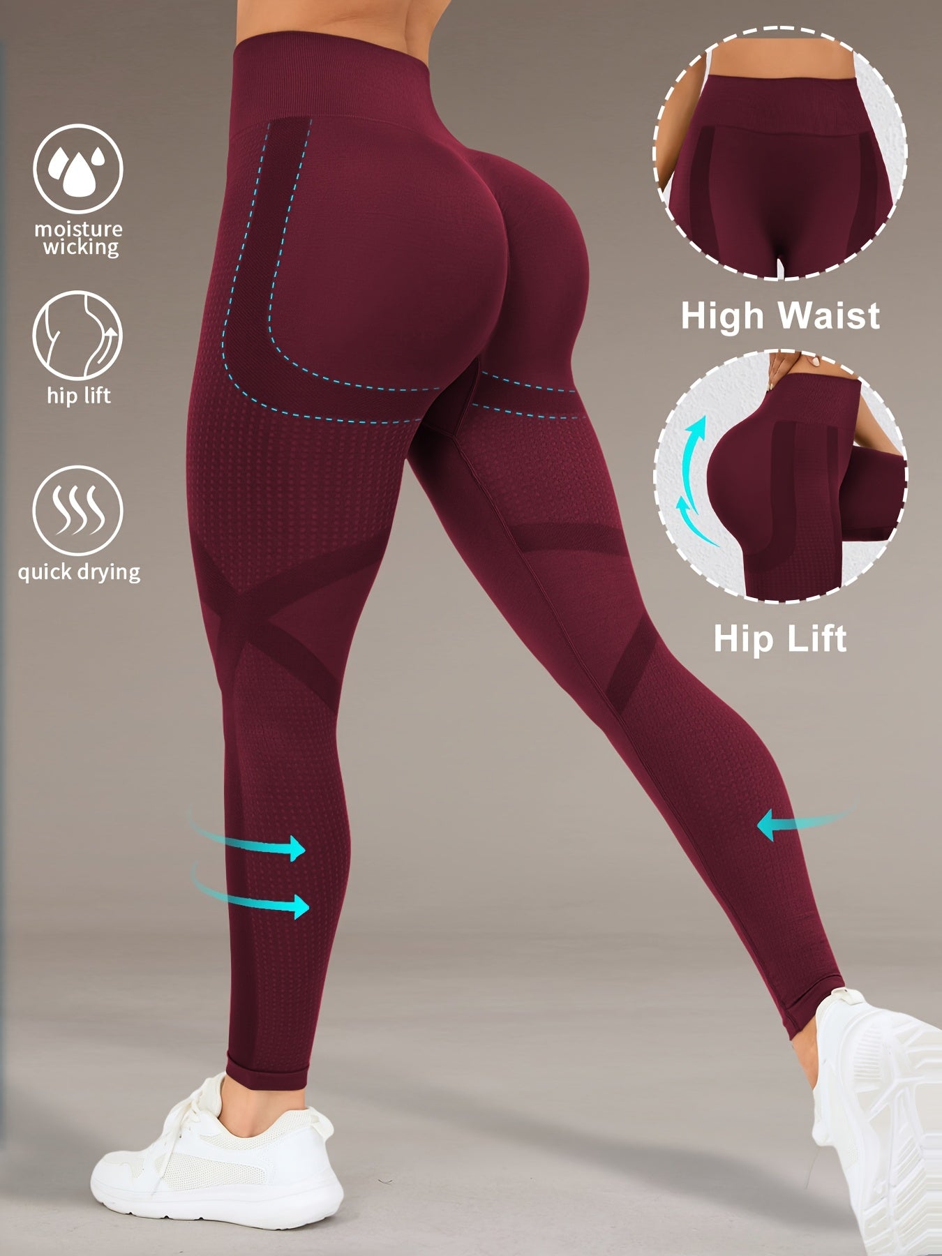 Höga Träningstights med Push-Up Effekt – Perfekta för Gym & Yoga