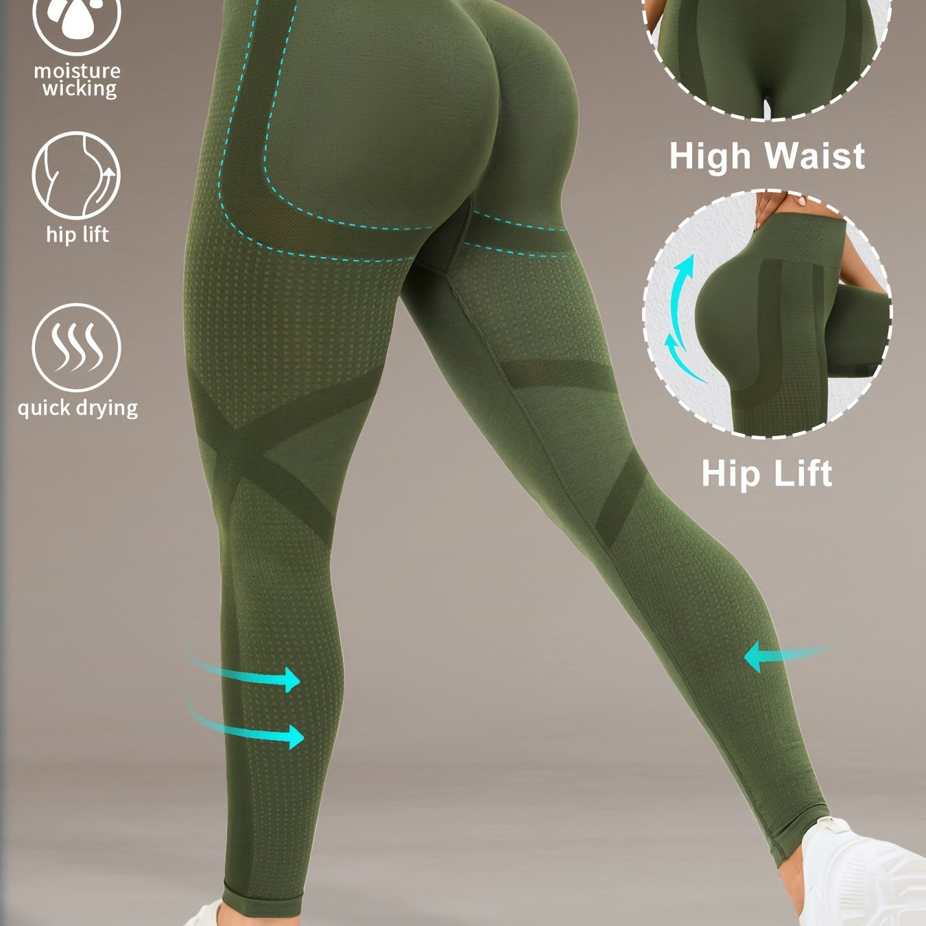 Höga Träningstights med Push-Up Effekt – Perfekta för Gym & Yoga