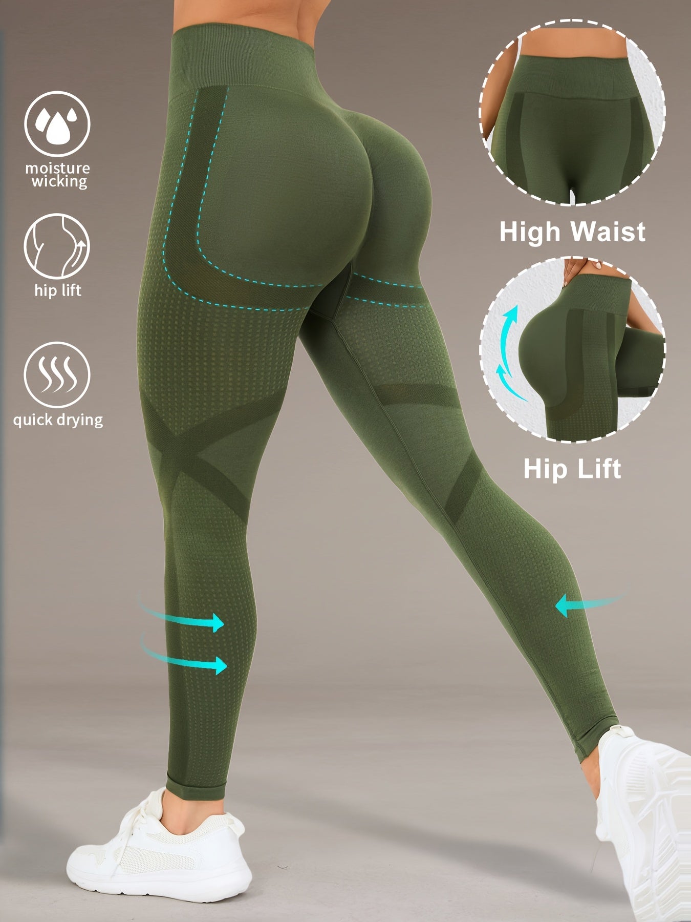 Höga Träningstights med Push-Up Effekt – Perfekta för Gym & Yoga