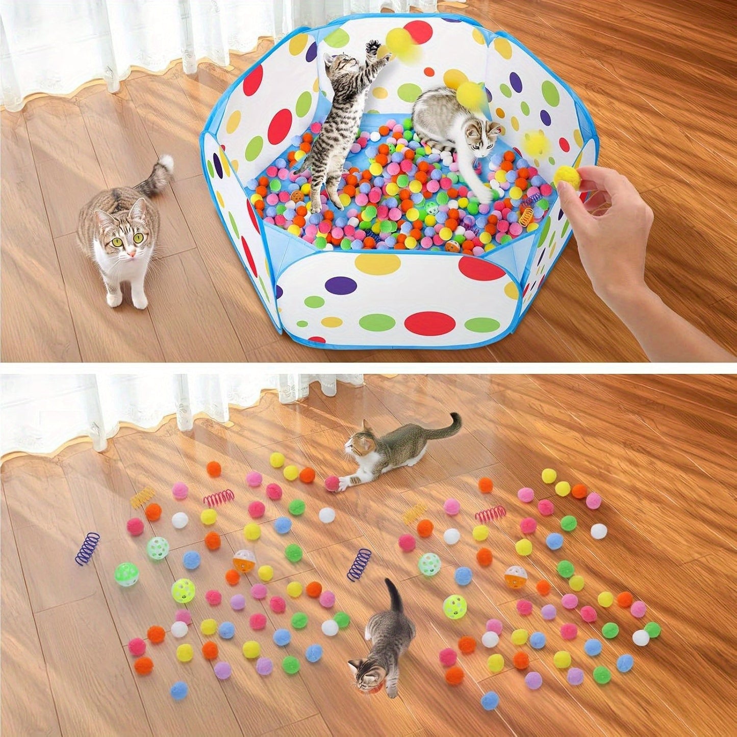 Kattbollhav med 12 Färgglada Bollar