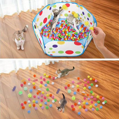 Kattbollhav med 12 Färgglada Bollar