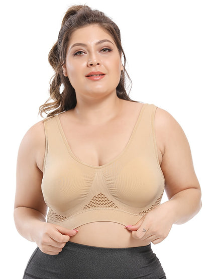 Sömlös sport-bh plus size – andningsbar med push-up & uttagbara inlägg