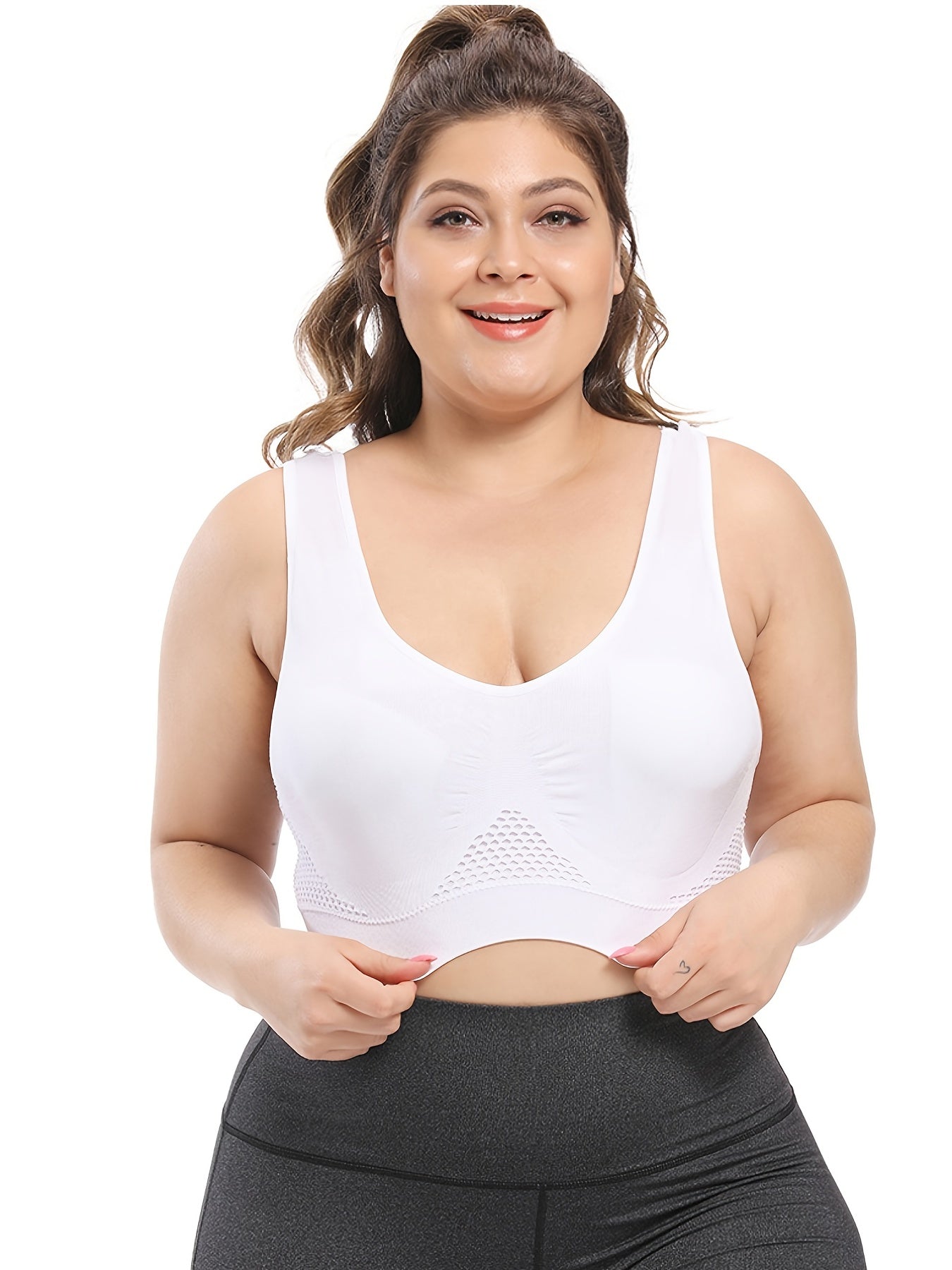 Sömlös sport-bh plus size – andningsbar med push-up & uttagbara inlägg