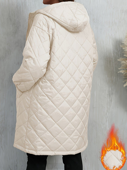 Quiltad jacka dam – elegant lila med huva & dragkedja