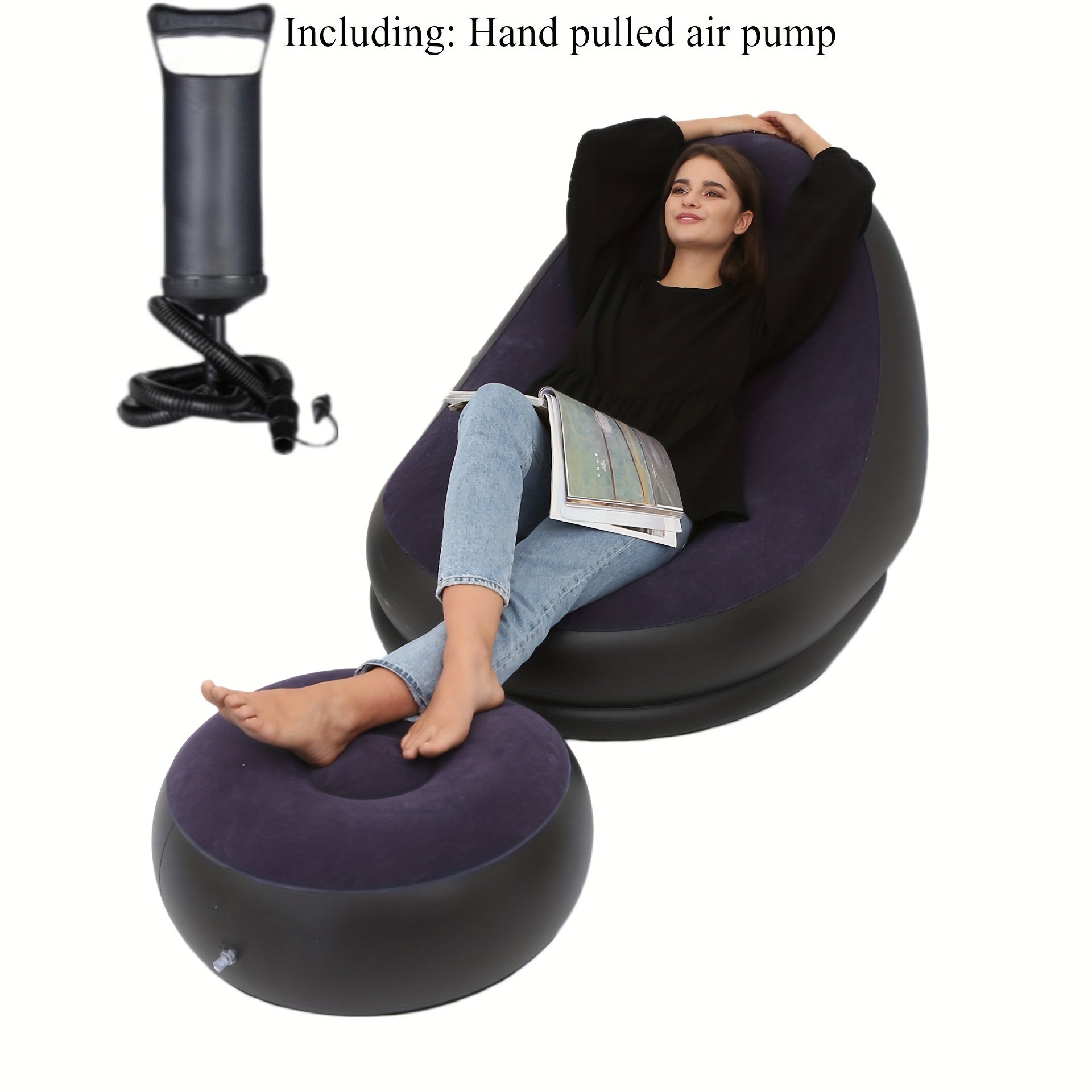 Uppblåsbart Soffset med Fotstöd för Camping