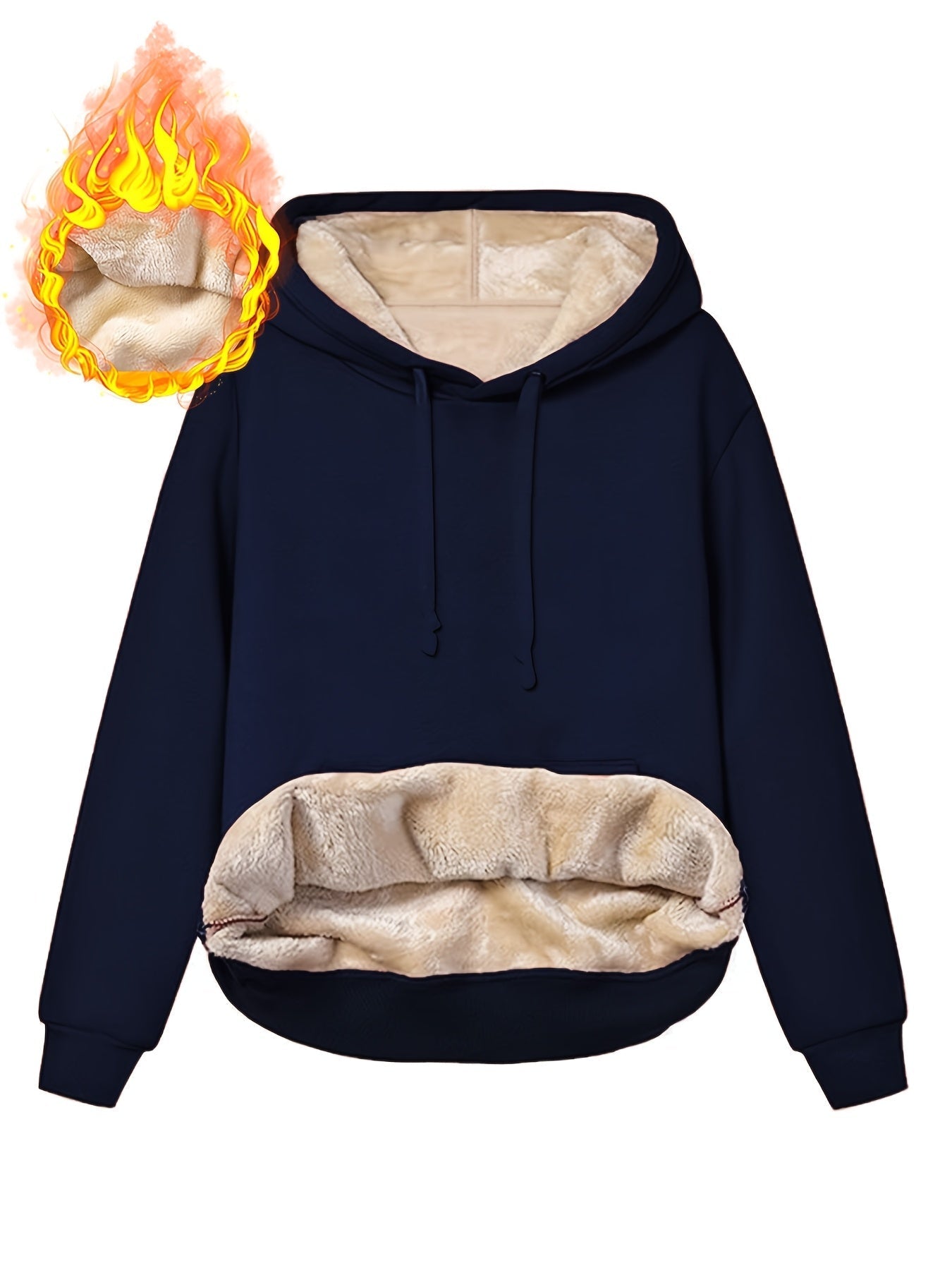 Fleecefodrad hoodie dam – grå med huva & magficka