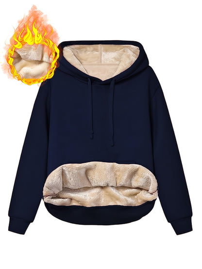 Fleecefodrad hoodie dam – grå med huva & magficka