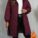 Quiltad jacka dam – elegant lila med huva & dragkedja