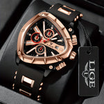 Klocka Per (herrklocka med polygonal design, kalender & nattbelysning)