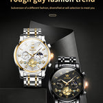 Klocka Andreas (klassisk herrklocka i stål med romerska siffror & månfas)