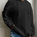 Hoodie dam plus size – ribbad design med huva & dragsko