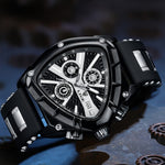 Klocka Per (herrklocka med polygonal design, kalender & nattbelysning)