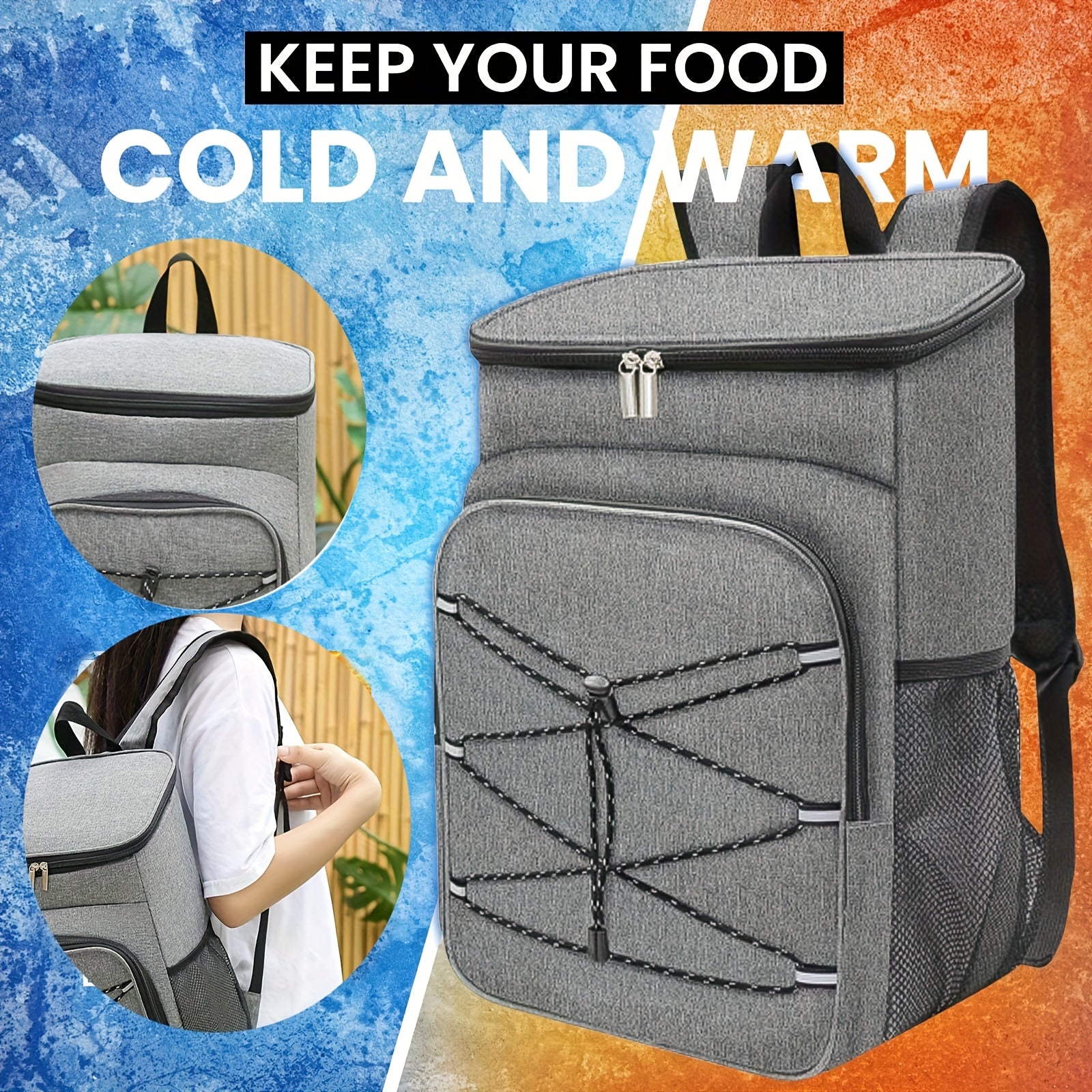 Isolerad Ryggsäck för Lunch och Dryck