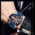 Klocka Per (herrklocka med polygonal design, kalender & nattbelysning)