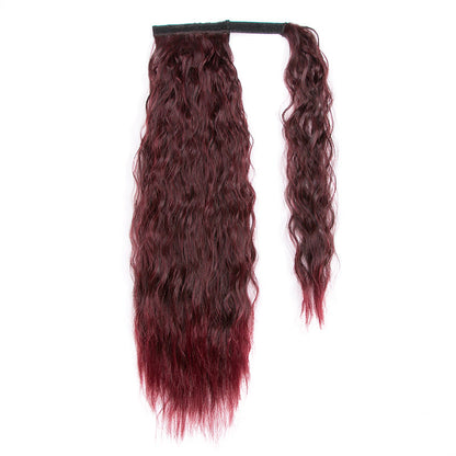 Lång Lockig Hästsvans – Fästes med Kardborreband, Naturligt Utseende