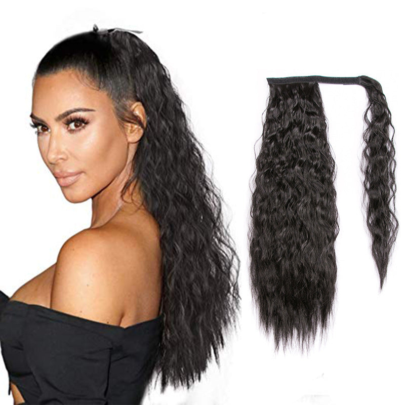 Lång Lockig Hästsvans – Fästes med Kardborreband, Naturligt Utseende